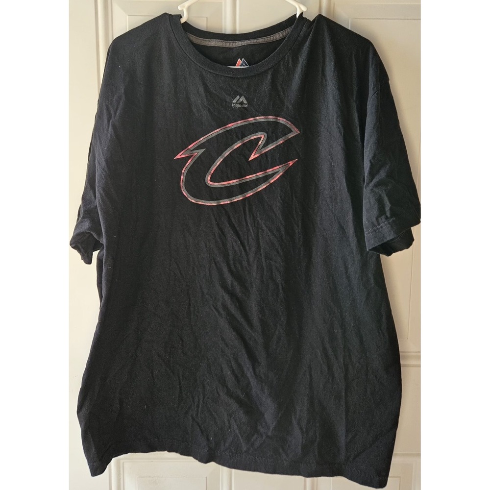 Majestic Cleveland Baseball T Shirt Mens 2XL‎ Black Logo Graphic Tee MLB